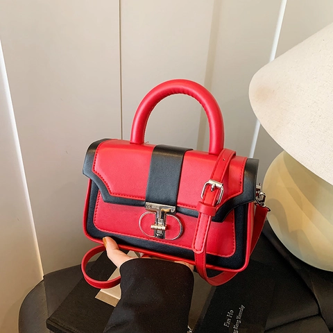 Borsa A Mano Retro Patchwork Pelle PU Piccola Borsa Quadrata A Tracolla Con Fibbia In Metallo E Tracolla Regolabile Per Donne