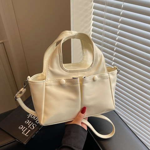 Borsa A Mano In Pelle PU Lucida Da Donna Doppia Tasca Frontale Borsa A Tracolla Versatile Moda Stile Coreano Elegante