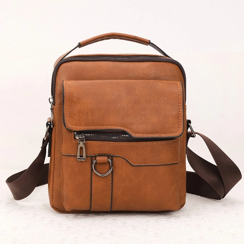 Sac Bandoulière Vintage Pour Hommes En Cuir PU Sac À Épaule Affaires Décontracté Avec Poignée Supérieure Verticale