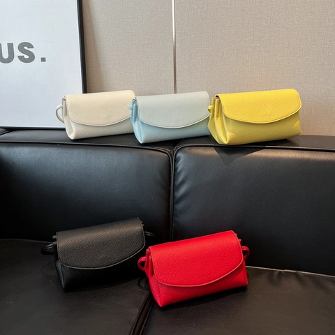 Women Crossbody Bag PU Leather Litchi Texture Simple Flap Small Square Trendy Shoulder Handbag Versatile