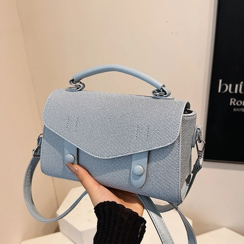 Women Crossbody Bag PU Leather Woven Texture Large Capacity Retro Square Handbag For Commuter Casual Shoulder Bag