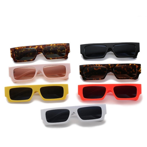 Retro Square Sunglasses Vintage Thick PC Frame UV400 Protection Fashion Flat Top Eyewear For Women Men