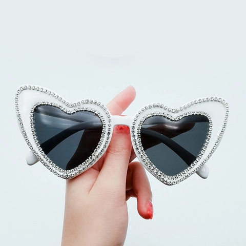 Occhiali Da Sole A Forma Di Cuore Da Donna Con Strass Montatura In PC Protezione UV400 Moda Party