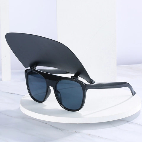 Gafas De Sol De Gran Tamaño Con Visera Abatible Para Mujer Protección UV400 Marco PC Lentes AC Moda Vacaciones Sombrero