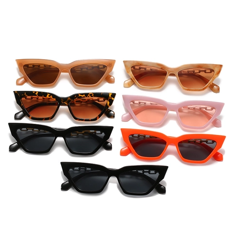Lunettes De Soleil Œil De Chat Femme Mode Temples À Maillons De Chaîne Protection UV400 Monture Plastique Métal