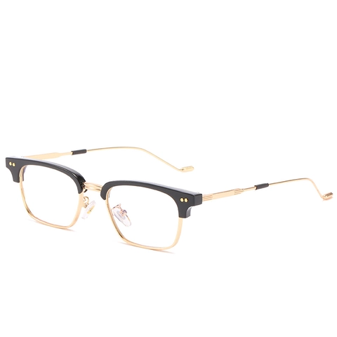 Montatura Per Occhiali Quadrati Retrò Anti Luce Blu Metallo Plastica Occhiali Browline Per Uomo Donna Stile Punk Vintage