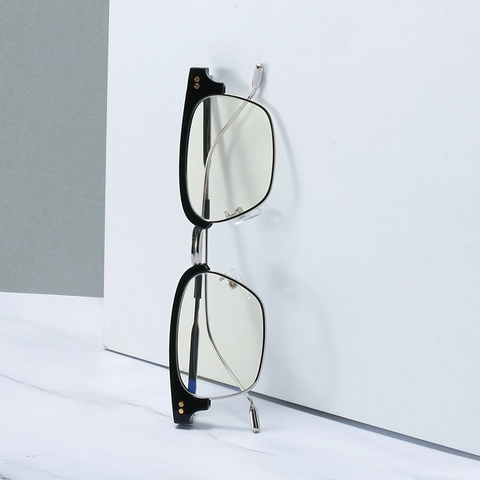 Montatura Per Occhiali Quadrati Retrò Anti Luce Blu Metallo Plastica Occhiali Browline Per Uomo Donna Stile Punk Vintage