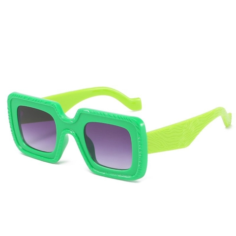 Oversized Square Sunglasses Retro Textured Wide Temple Fashion Eyewear PC Frame AC Lens Protective Travel Party