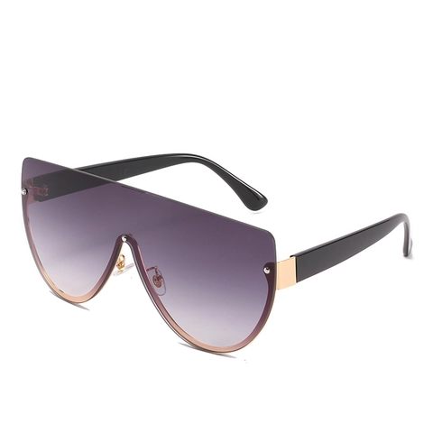 Oversized Shield Sunglasses Integrated Gradient Lens UV400 Protection Trendy Fashion Metal Polycarbonate Frame Eyewear