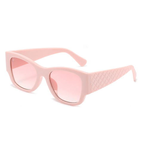 Square Cat Eye Sunglasses Women PC Frame UV400 Protection Quilted Textured Temples Fashionable Gradient Lens