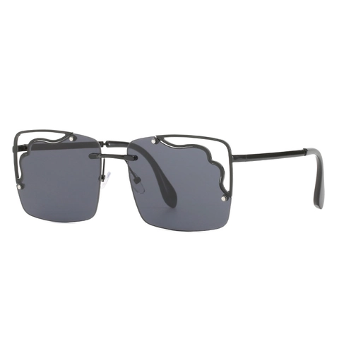 Occhiali Da Sole Senza Montatura Con Bordo Ondulato Da Donna Unico Quadrato Oversize Moda Montatura In Metallo Lente PC UV400
