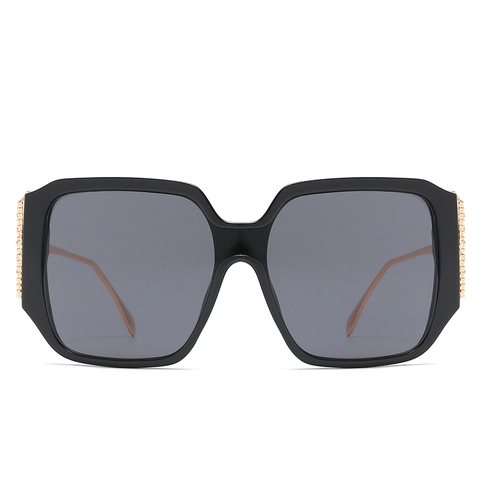 Oversized Square Sunglasses Rhinestone Wing Decor Metal Temples UV400 Protection Fashion Gradient Lens For Women Vintage