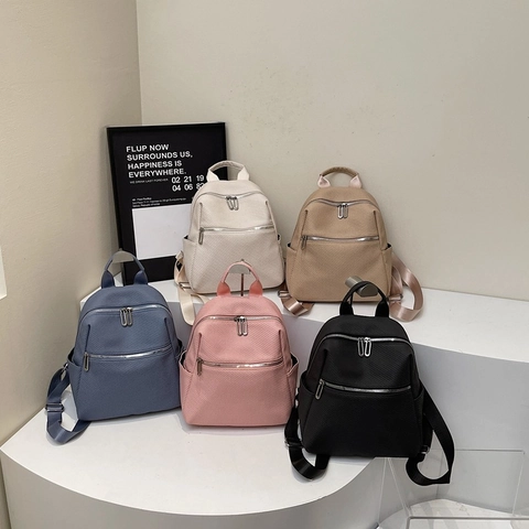 Zaino Da Donna Di Moda Pelle PU Trama Intrecciata Grande Capacità Semplice Urbano Pendolare Viaggio Zainetto Multitasche Versatile