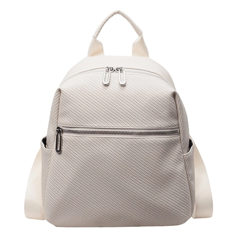 Fashion Backpack Women Textured PU Leather Large Capacity Trendy Korean Style School Bookbag Minimalist Travel Daypack