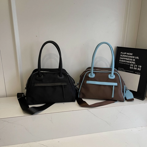 Borsa Boston In Nylon Da Donna Grande Capacità Borsa A Mano Casual Con Tracolla Regolabile In Pelle Sintetica