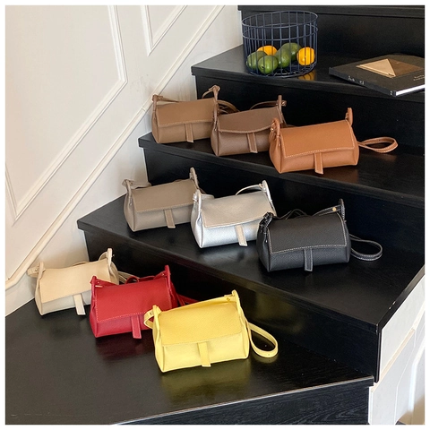 Sac Bandoulière En Simili Cuir Grainé Avec Surpiqûres Contrastées Sac À Rabat Rétro Minimaliste Pour Femmes
