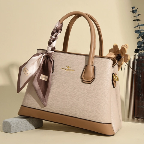 Dames Handtas PU Leer Litchi Patroon Decoratieve Satijnn Sjaal Schouder Tas Elegant Veelzijdig