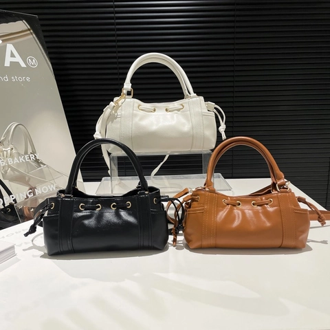 Bolso De Mano De Cuero PU Fruncido Mujeres Moda Simple Bolso De Hombro Con Herrajes Dorados