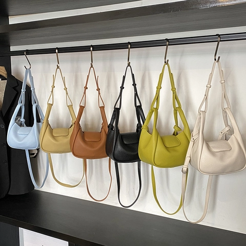 Bolso De Mano Para Mujer De Cuero PU Patrón Lichi Color Sólido Versátil Bolso De Hombro Bolso Cruzado Cierre Magnético Elegante