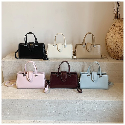 Women Small Square Bag PU Leather Crossbody Shoulder Handbag Minimalist Urban Chic Daily Use Silver Hardware