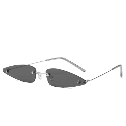 Rimless Cat Eye Sunglasses Triangular Metal Frame UV400 Protection Vintage Jelly Color Fashionable For Women