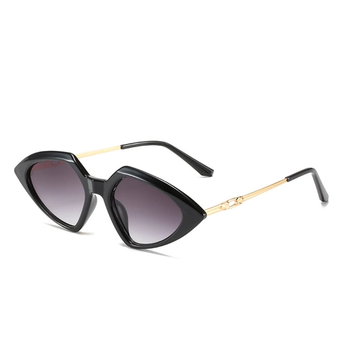 Kleiner Geometrischer Cat Eye Sonnenbrille UV400 Schutz PC Metall Rahmen Farbverlauf Glas Modische Damen Brillen