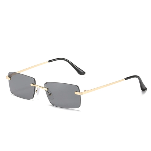 Lunettes De Soleil Rectangulaires Sans Monture Vintage Monture Métallique Protection UV400 Verres Océan Dégradé Pour Femmes