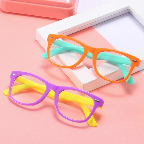 Occhiali Anti Luce Blu Per Bambini Montatura Quadrata In Silicone Flessibile Occhiali Per Ragazzi Ragazze