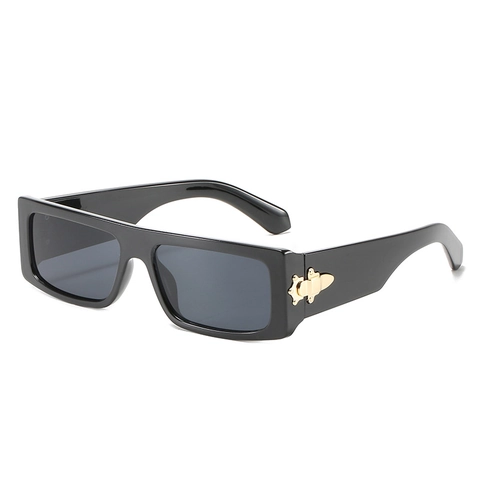 Fashion Rectangular Sunglasses PC Frame AC Lens UV400 Protection Vintage Square Eyewear With Metal Decor For Women Men