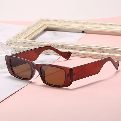 Retro Rechthoekige Zonnebril UV400 Bescherming Vintage Smal Frame PC AC Mode Reizen Brillen Voor Heren Dames