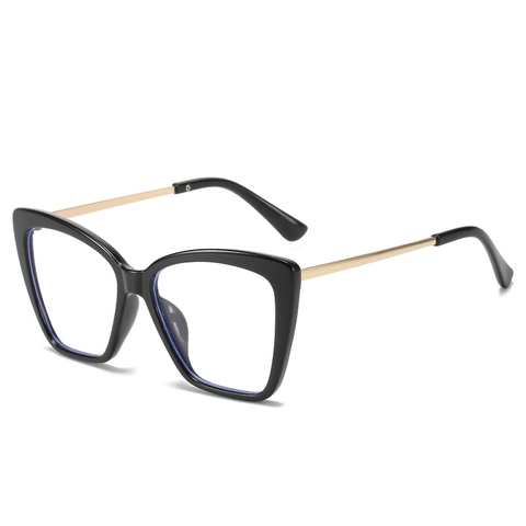 Occhiali da Vista Occhio di Gatto Anti Luce Blu per Donna Montatura Quadrata Grande PC Metallo Occhiali alla Moda