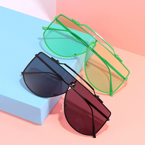 Oversized Shield Sonnenbrille Für Damen Herren Einteilige Linse UV400 Schutz Futuristische Eckige Metallrahmen Modeaccessoires