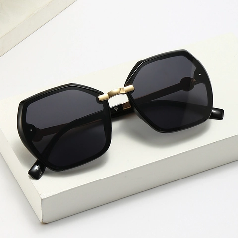 Gafas De Sol Cuadradas Grandes Geométricas Polígono UV400 Moda Patilla De Metal Lente Degradada Gafas Mujer Hombre