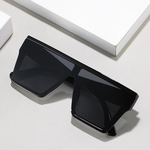 Oversized Flat Top Sunglasses Fashion Square Frame PC Material UV400 Protection For Women Travel Outdoor Eyewear