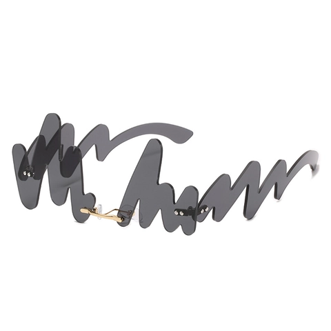 Avant-Garde Wave Rimless Sunglasses For Women Men PC Lens UV400 Protection Irregular Flame Shape Fashion Party Eyewear