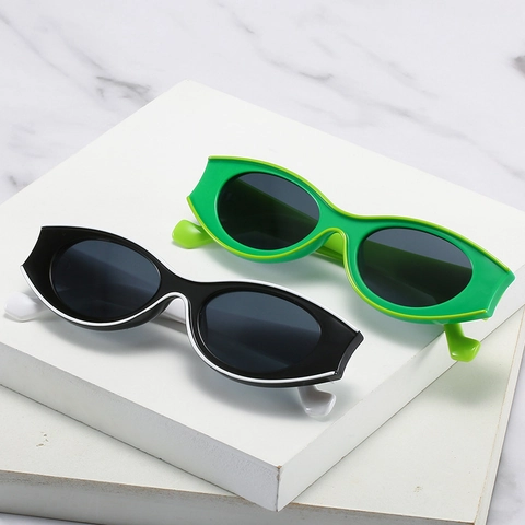 Occhiali Da Sole Ovali Retro Protezione UV400 Montatura In Policarbonato Color Block Stile Y2K Moda Per Donne