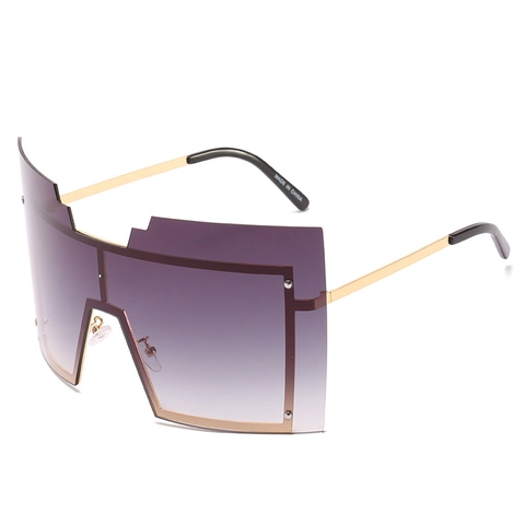 Occhiali Da Sole Shield Oversize Sfumatura Geometrica Protezione UV400 Montura Metallo Moda Un Pezzo Per Donna