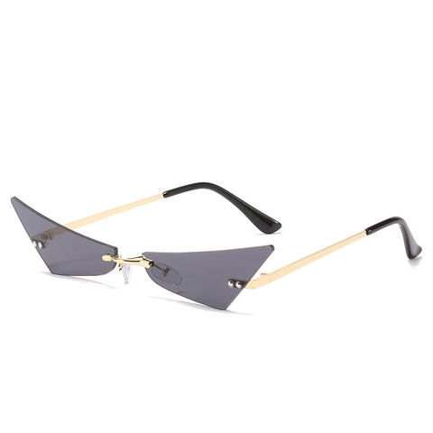 Gafas De Sol Ojo De Gato Sin Montura Triangulares Marco Pequeño Patas De Metal Protección UV400 Moda Streetwear Para Mujeres