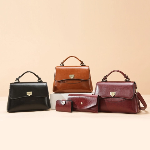 Borsa A Mano In Pelle Sintetica PU Retrò Pochette E Portacarte Borsa A Tracolla Grande Capacità Con Chiusura Dorata