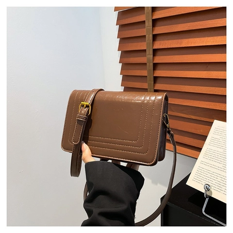 Borsa A Tracolla Minimalista In Pelle PU Patta Rettangolare Piccola Borsa A Spalla Quadrata Con Tracolla Regolabile