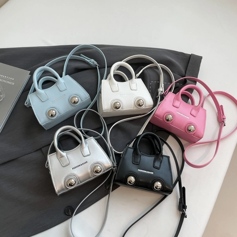 Dames Mini Handtas Creatieve Metalen Bol Klinknagels Crossbody Tas Mode PU Leer Schoudertas Oortelefoontas