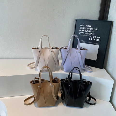 Sac Seau Vintage En Cuir PU Pour Femmes Grande Capacité Sac Bandoulière Avec Sangle Croisée Sac À Main Amovible