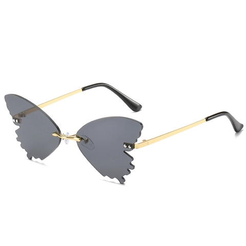 Fashion Rimless Butterfly Shaped Sunglasses For Women Men Metal Frame PC Lens UV400 Protection Party Streetwear Eyewear