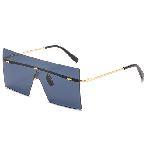 Oversized Square Rimless Sunglasses For Women Men Fashion Flat Top Gradient Lens UV400 Protection Trendy Metal Frame