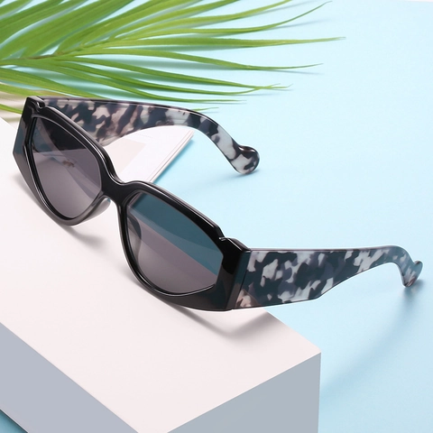Mode Geometrische Katzenaugen Sonnenbrille UV400 Schutz PC Rahmen AC Gläser Retro Schildpatt Muster Für Damen