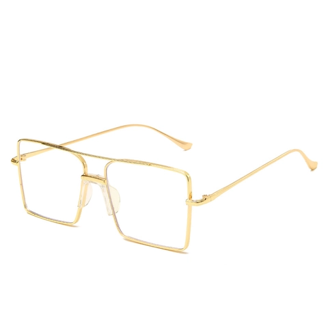 Oversized Square Eyeglass Frames Metal Alloy Retro Double Bridge Fashion Optical Glasses Frame For Women Men