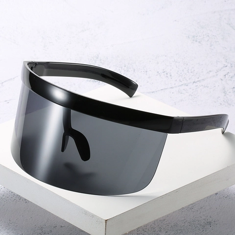 Oversize Visier Sonnenbrille Einteilige Shield Goggles PC Material UV400 Futuristische Hip Hop Brillen Für Damen Herren