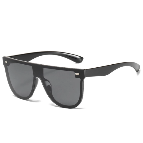 Damen Oversize Flat Top Sonnenbrille Mode Einteilige Verlaufslinsen UV400 Schutz Quadratische Niete Shield Brille