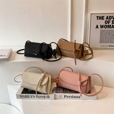 Borsa A Tracolla Da Donna In Pelle PU Grana Litchi Elegante Piccola Borsa A Spalla Quadrata Con Ciondolo A Elefante