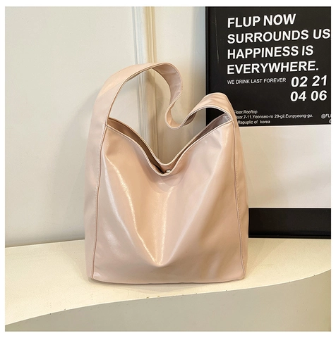 Borsa Hobo Da Donna Grande Capacità Pelle PU Lucida Morbida Borsa A Spalla Sottobraccio Minimalista Casual